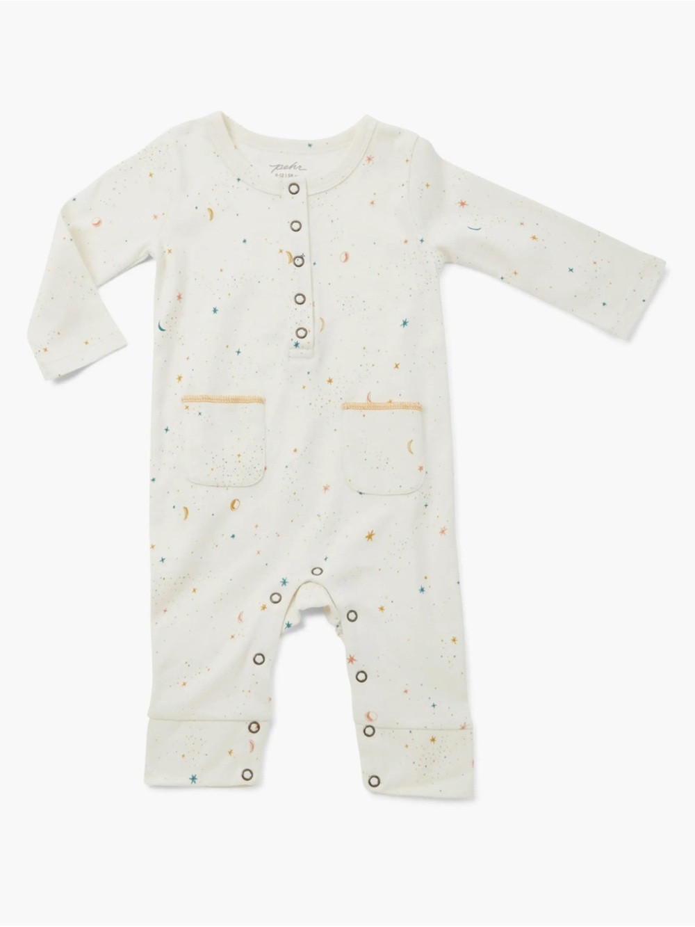 Pehr Baby 12-18 Month Celestial Long Sleeve Print Organic Cotton Romper